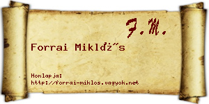 Forrai Miklós névjegykártya