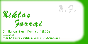 miklos forrai business card